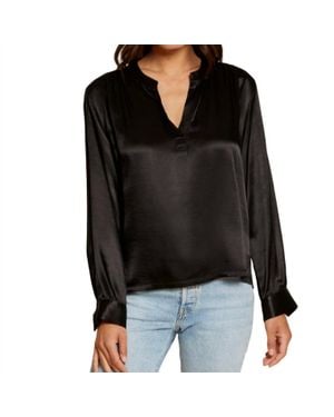 Nation Ltd Ella Cut Away Henley Top - Black