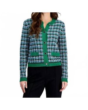 Tahari Texture Stitch Cardigan - Green
