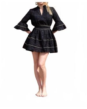 PEP'S CANNES English Embroidery Mini Dress - Black