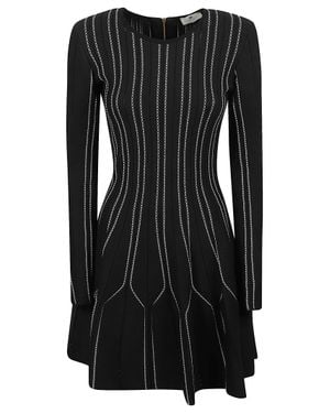 Elisabetta Franchi Fitted Contoured Long Sleeve Mini Dress - Black