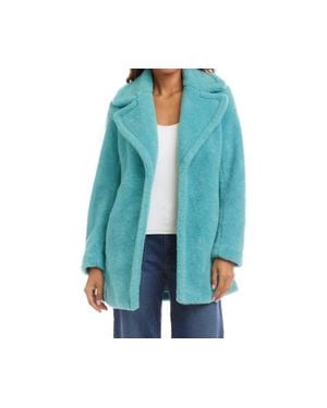 Karen Kane Sherpa Mid-Thigh Length Coat - Blue
