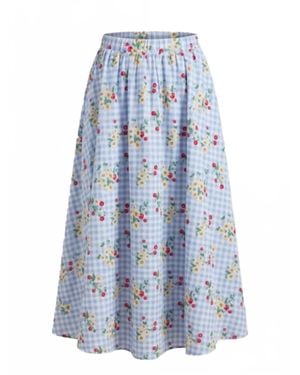 Easel Cherry Gingham Skirt - Blue