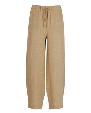 Antonelli Svezia Drawstring Linen Straight-Leg Pants - Natural
