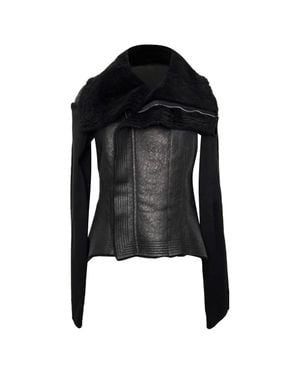 Rick Owens Naska Asymmetric Shearling Jacket - Black