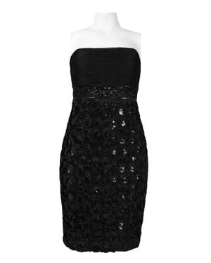 Sue Wong Strapless Floral Skirt Embellished Dress - Black