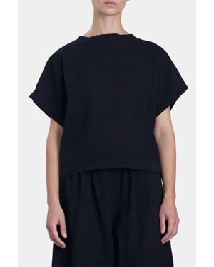Black Crane Boxed Top - Blue
