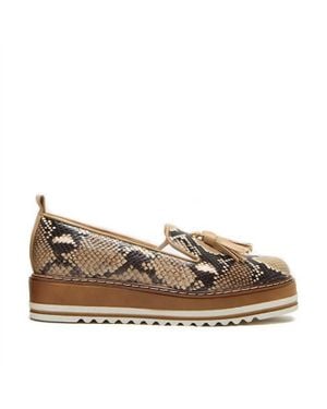 MICHELE LOPRIORE Cassidy Snakeskin Platform Loafers - Brown