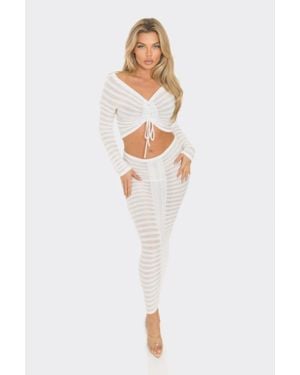 TRUEDAMES Off The Shoulder Crop Top & Skirt Set - White