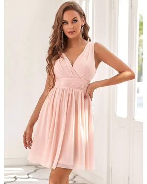 Ever Pretty V-Neck Chiffon Cocktail Dress - Pink
