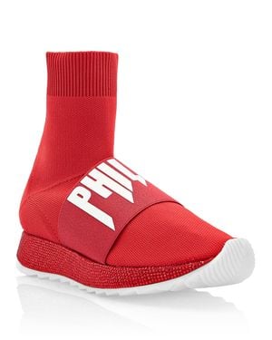 Philipp Plein Hi-Top Sneakers Crystal - Red