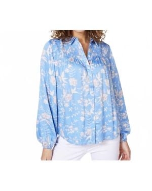 EsQualo Sassa Smock Flower Blouse - Blue