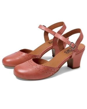 Miz Mooz Fredi Pump B Azelea Leather Ankle Strap Block Heel Htat1107 - Brown