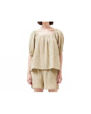 GRADE & GATHER Printed Gauze Top - Natural
