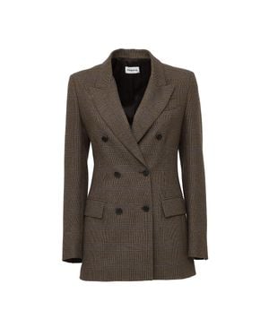 P.A.R.O.S.H. Glen Plaid Double-Breasted Prince Of Wales Blazer - Brown