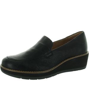 Comfortiva Padded Insole Leather Loafer Heels - Black