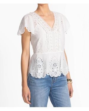 Johnny Was Elizabeth Peplum Top - White
