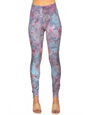 M.Rena Floral Printed Leggings - Blue