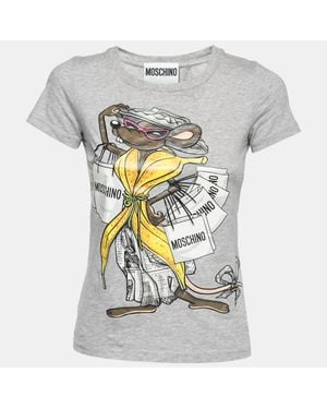 Moschino Shopaholic Mouse Print Cotton T-Shirt Xxs - Gray
