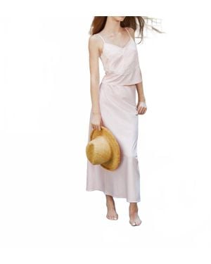 Theme Joey Pastel Satin Maxi Skirt - White