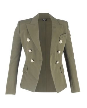 Balmain Double-Breasted Blazer With Pockets - Green