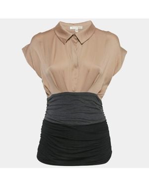 Paule Ka Satin And Jersey Ruche Top - Natural