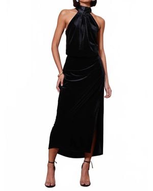 Bishop + Young Luxe Velvet Bubble Hem Halter Top - Black