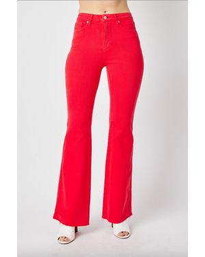 Judy Blue Tummy Control Flare Jeans - Red