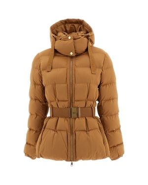 Elisabetta Franchi Padded Belted Synthetic Jacket - Brown