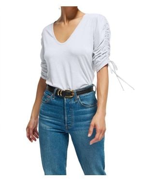 Nation Ltd Prima Shirred Sleeve Top - Blue