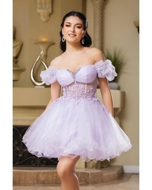 TRUEDAMES Semi-Formal Dress Sweetheart A-Line Cocktail - Purple