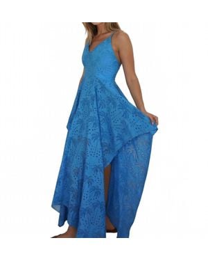 NIBI MTK Palm Eyelet Cross Back Dress - Blue