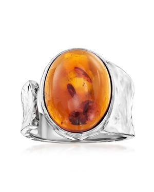 Ross-Simons Amber Hammered Open-Wrap Ring - Orange
