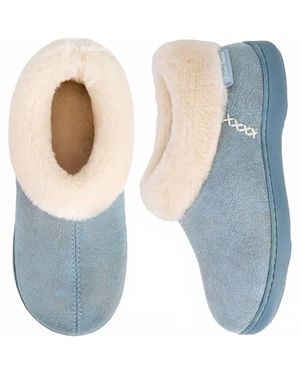 Everfoams Microsuede Cozy Memory Foam Winter Slippers - Blue