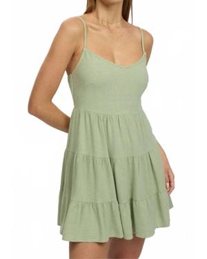 Bobi Tiered Tank Mini Dress - Green