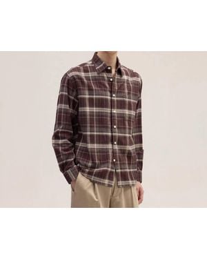 NN07 Deon Long Sleeve Flannel Shirt - Brown