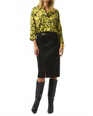 Joseph Ribkoff Scuba Suede And Leatherette Pencil Skirt - Black