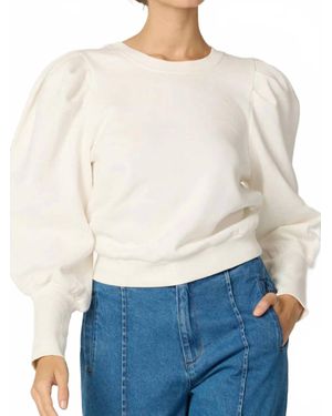 Cleobella Indi Puffed High Cuff Sleeves Sweatshirt - White