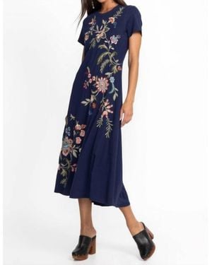 Johnny Was Julianna Crew Neck Swing Dress - Blue