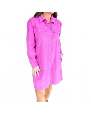 Ivy Jane Corduroy Snap Front Mini Dress - Pink