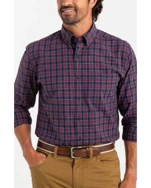 Duck Head Cotton Slub Sport Akins Plaid Shirt - Purple