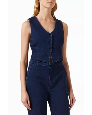 Le Jean Ella Waistcoat Denim Vest - Blue
