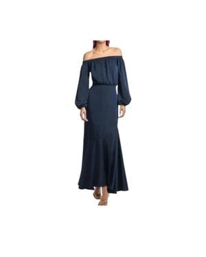 Sachin & Babi Kai Satin Crepe Off Shoulder Dress - Blue