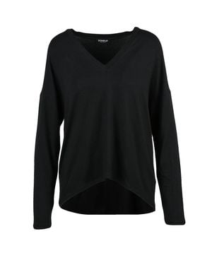 Dondup V-Neck Modal-Cashmere Long-Sleeve T-Shirt - Black