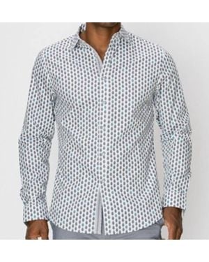Zexi Pineapple Button Down Dress Shirt - Blue