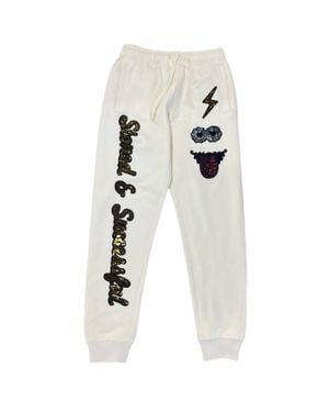 ROKU STUDIO Rhinestone Stoned Sweatpants - White