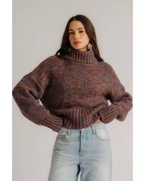 SABLYN Darcey Cropped Slouchy Turtleneck Sweater - Brown