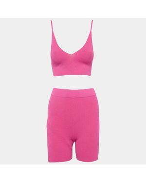 Jacquemus Rib Knit Bralette And Shorts Set - Pink