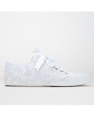 Forever & Always Shoes Shelby Lace Bridal Sneakers - White