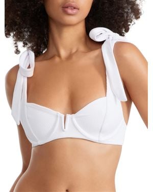Beach Riot Blair Tie Shoulder Bikini Top - White