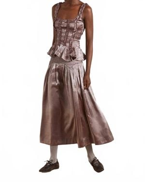 Damson Madder Layla Midi Skirt - Brown